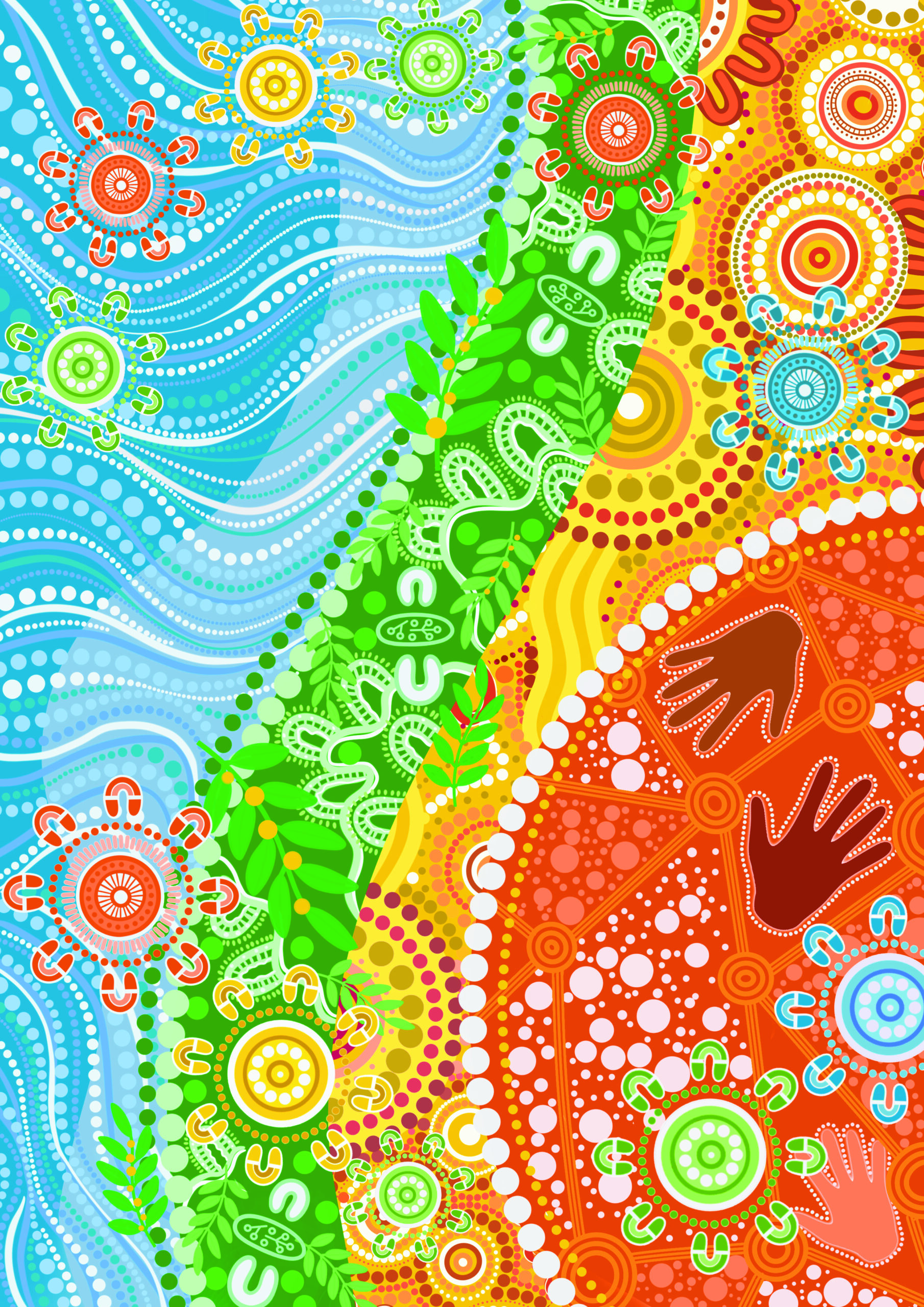 Aboriginal artwork by the late Leah Cummins, a Mayi-Kulan and Kalkadoon woman (Bunya Designs)