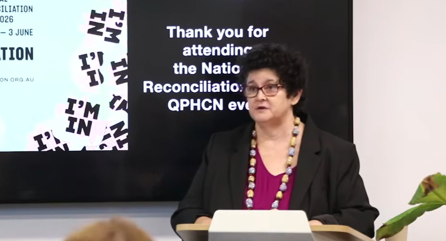 Helena Wright delivering the keynote at CheckUP's National Reconciliation Week event