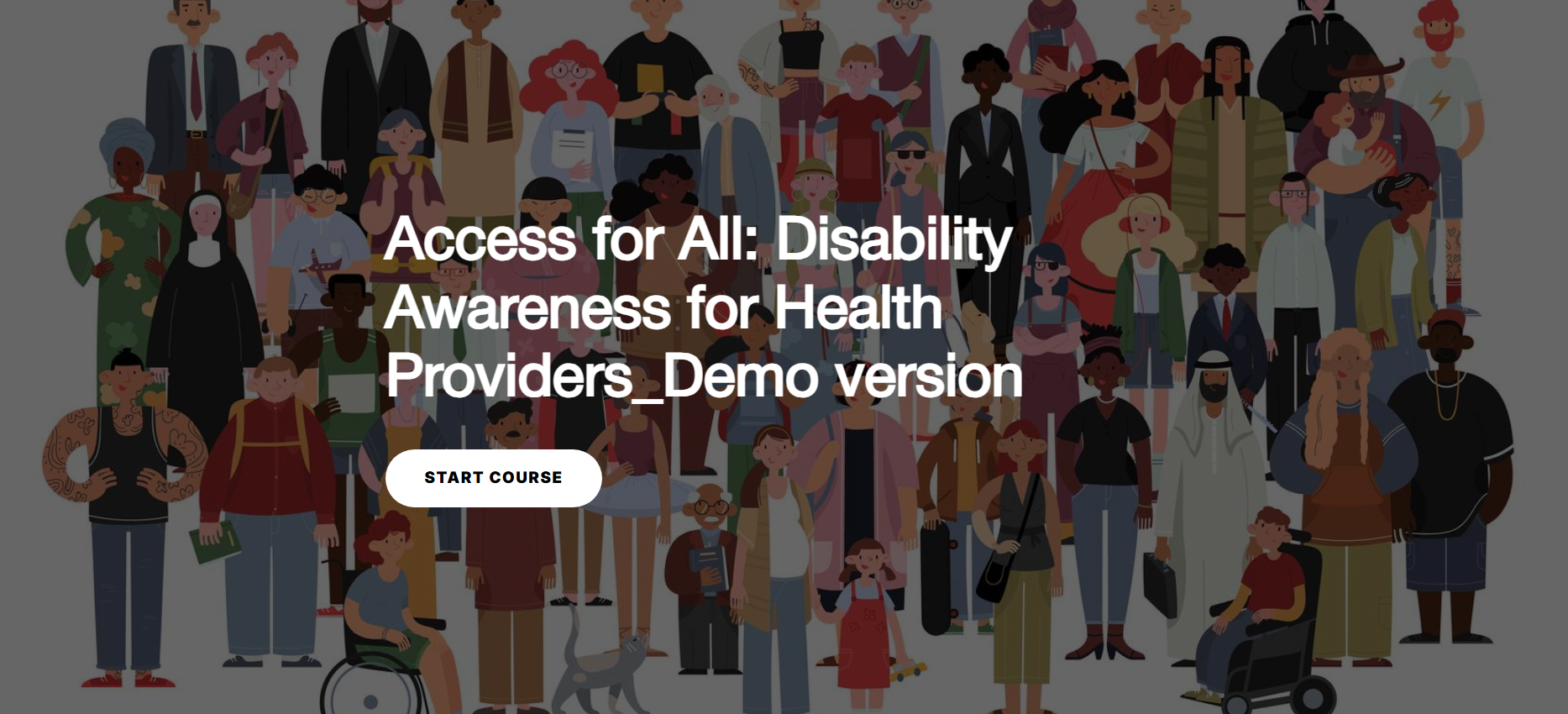 Access for All free demo version title screen with a Start course button